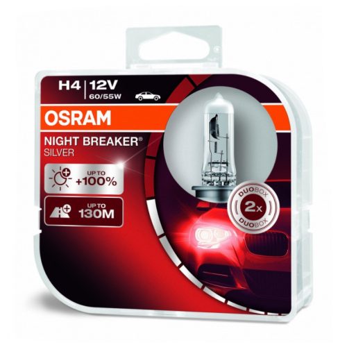 Osram Night Breaker Silver H4, 12V, 60/55W halogén autóizzó - 2db