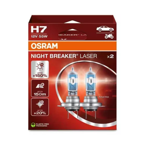 Osram Night Breaker Laser halogén izzó - H7, 12V, 55W, PX26d - 2db